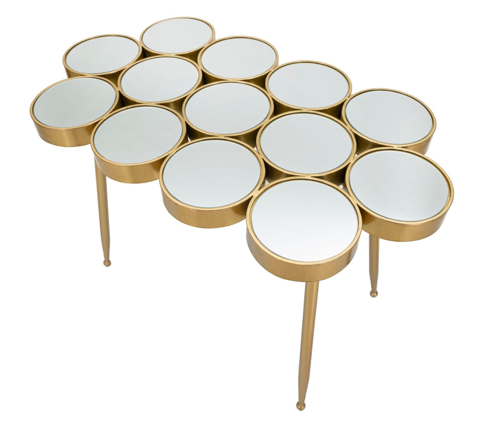 Tavolino Buttle 100x70x55 cm in Ferro e MDF Oro