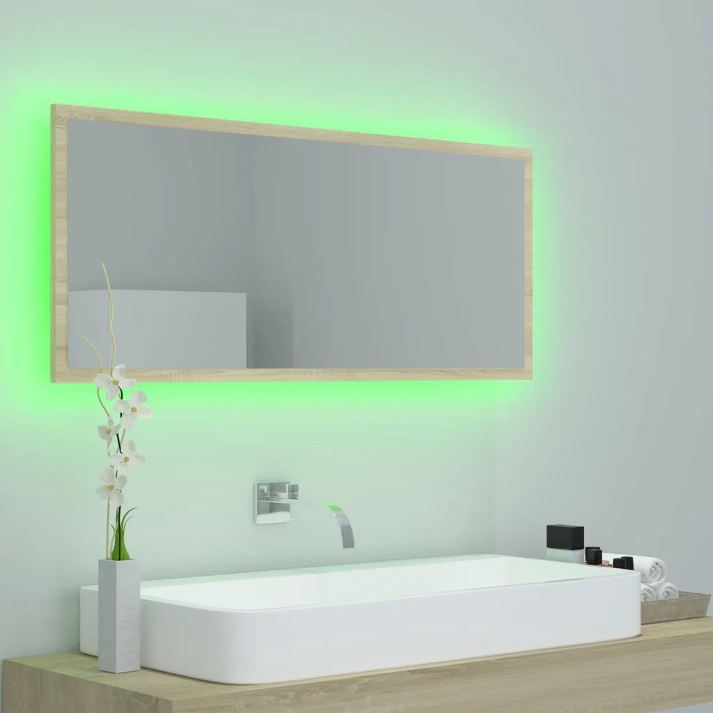 Specchio da Bagno LED Rovere Sonoma 100x8,5x37 cm in Truciolato cod mxl 65621