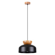 Lampada sospensione nera legno ELODEA E27 15W Pure Lume