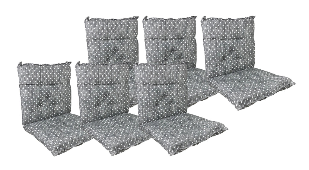 Set Cuscini Sedia Con Schienale Imbottiti Con Laccetti Banda Elastica 40 x 80 Cm CuoricinoPiombo - 6 Pezzi