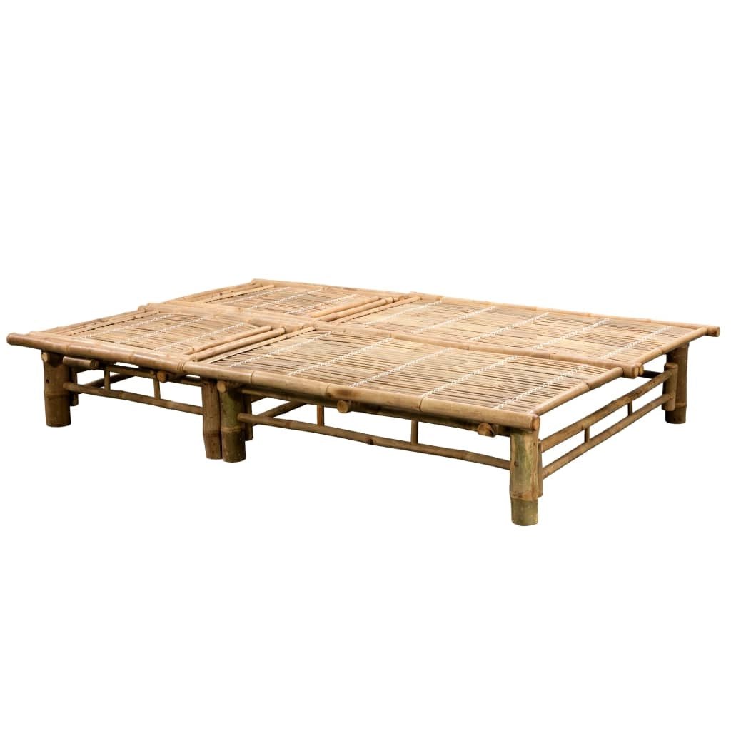 Lettino prendisole sdraio lettino da giardino mobili da esterno per patio per 2 persone con cuscini in bambù 02_0012908