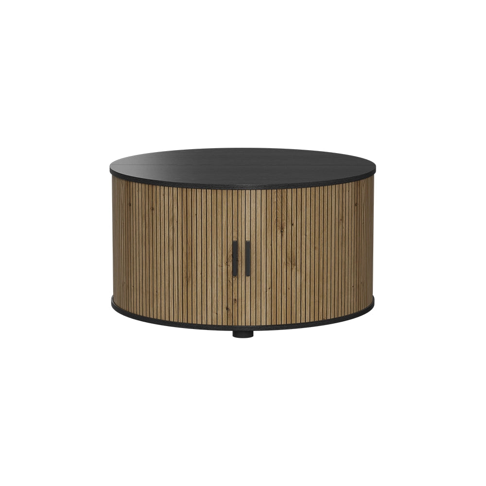 Vicco tavolino soggiorno Quercia/nero 80 x 80 cm con porta scorrevole