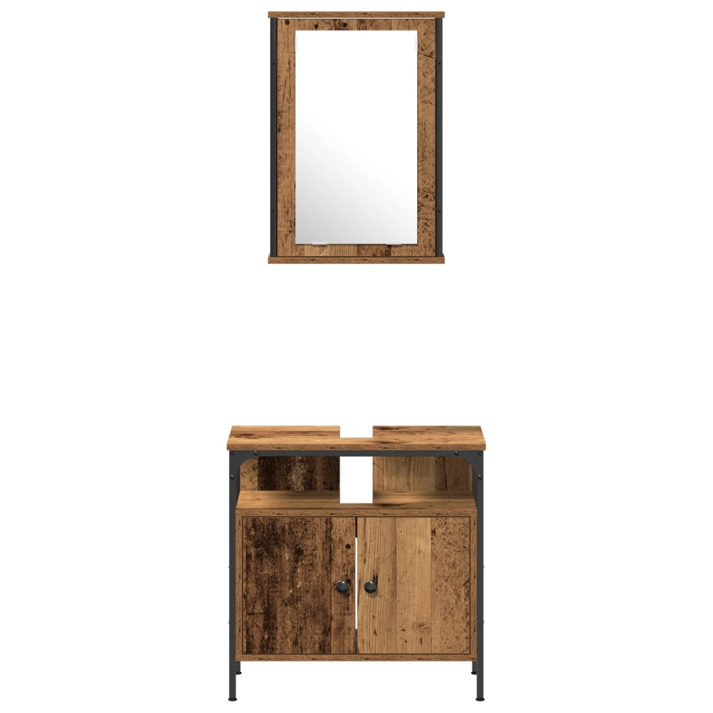 Set di Mobili da Bagno in 4 Pezzi Legno Invecchiato