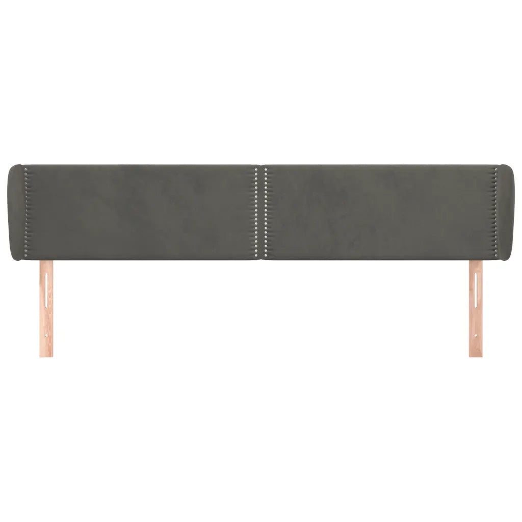 Testiera | Testata ad Orecchio Grigio Scuro 163x23x78/88 cm in Velluto