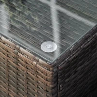 Tavolino da Giardino in Vetro Temperato 5mm Rettangolare Esterno Rattan 85 x 50 x 39 cm Marrone