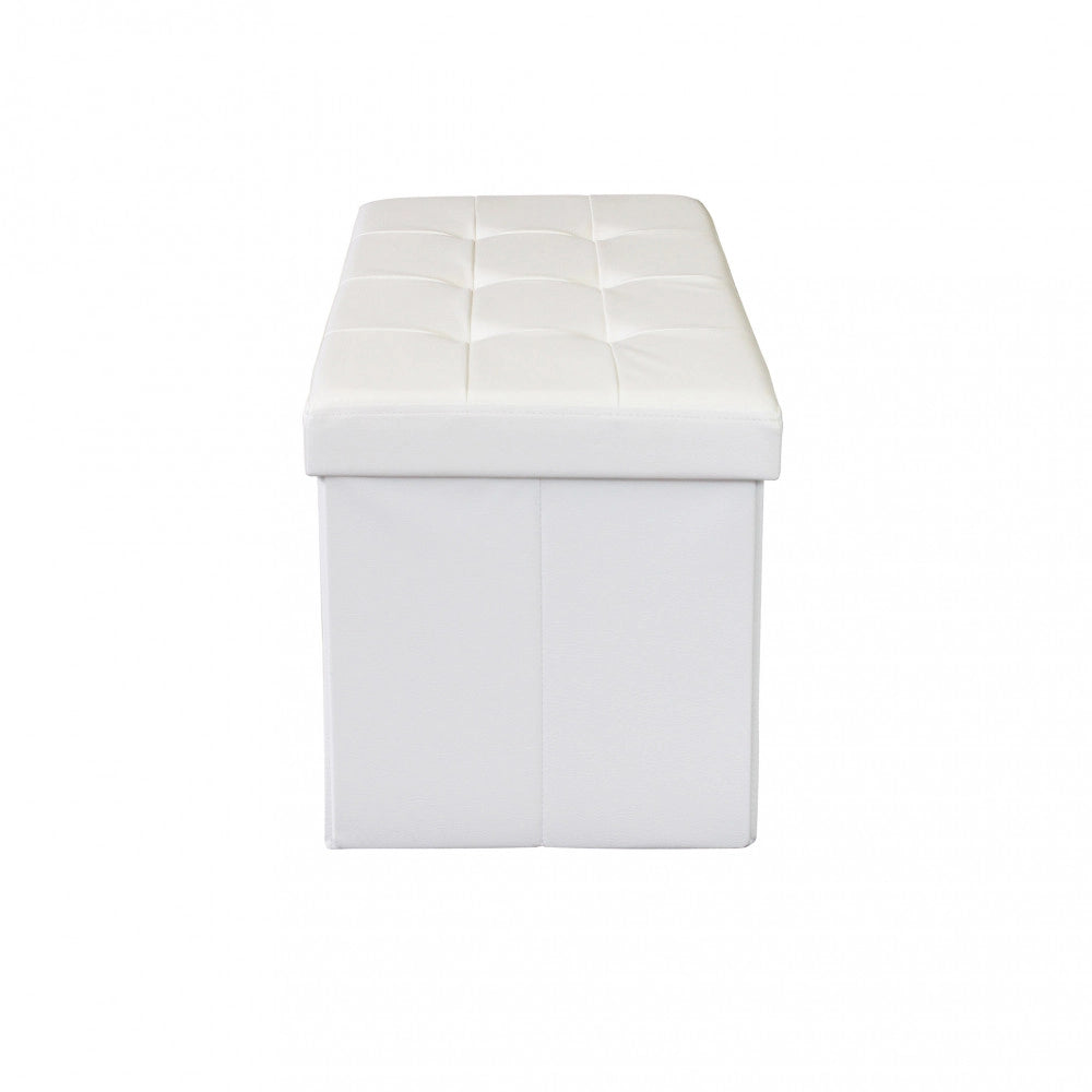 POUF CONTENITORE RETTANGOLARE IN ECOPELLE  BIANCO