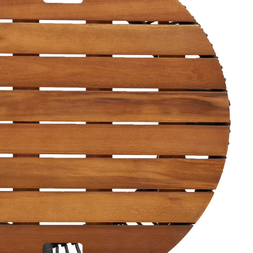 Tavolini da Giardino 2pz con Piano in Legno Grigi in Polyrattan