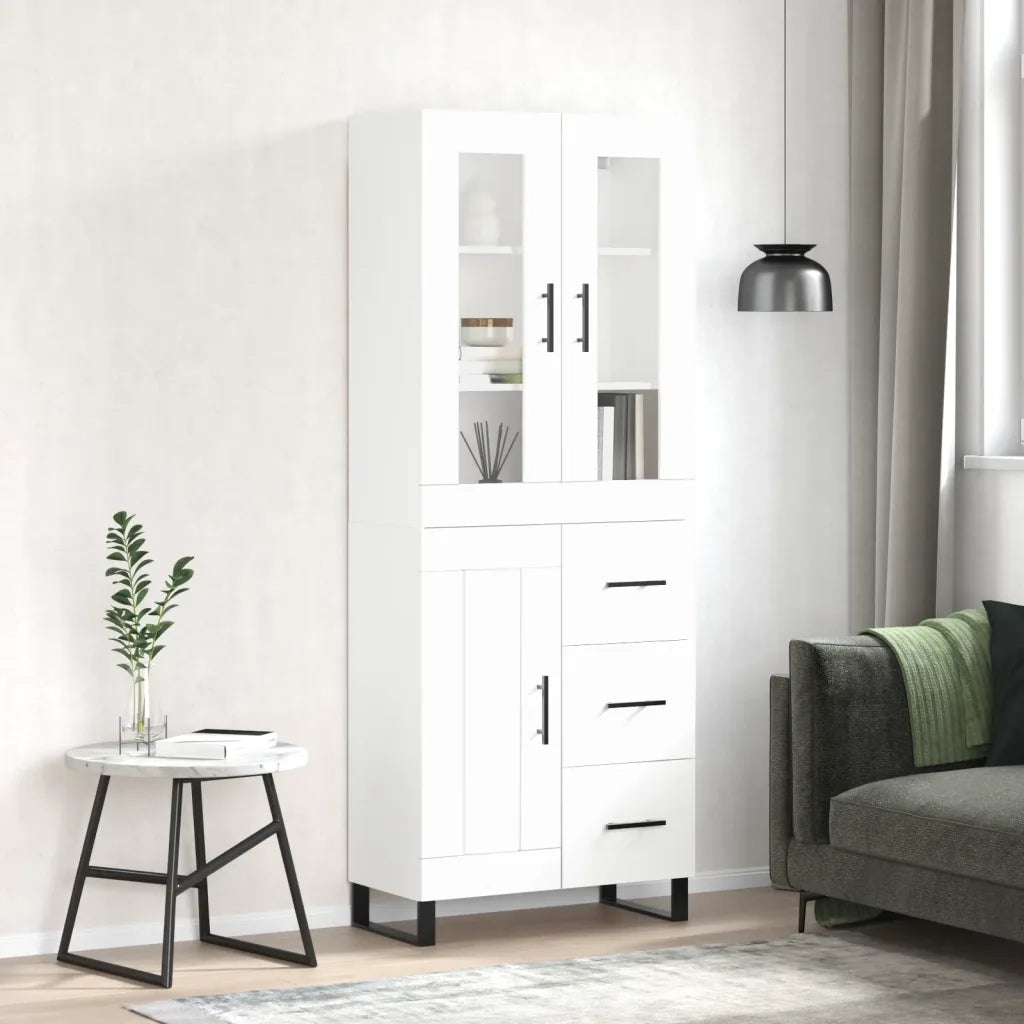 Credenza | Madia | Buffet da pranzo | Armadio da pranzo Bianca 69,5x34x180 cm in Legno Multistrato