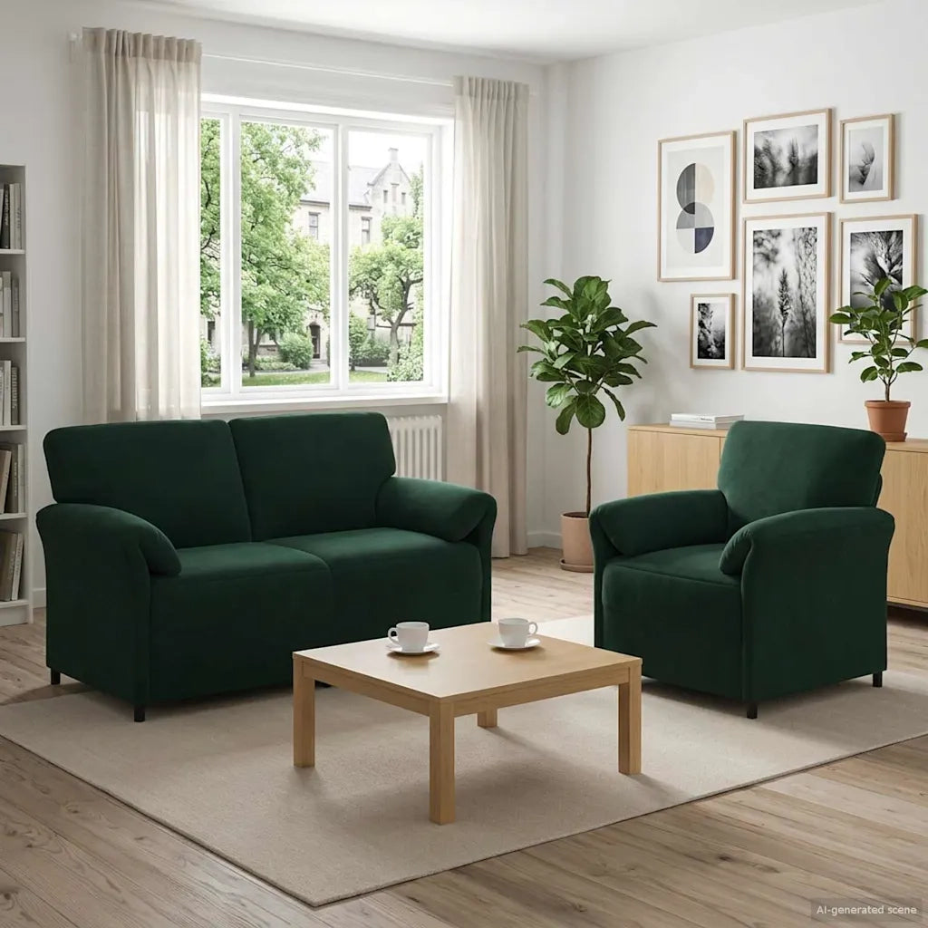 Set di divani 2 pz Verde Scuro Velluto 3424901