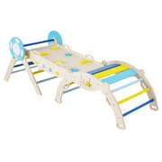 Set triangolare 7 in 1 legno montessori nautico arrampicata scivolo-Set scala arco labirinto palestra interna pieghevole bambini Macaron