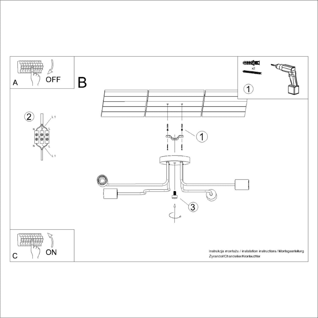 Plafoniera industriale bianca legno PALMOS 4xE27 Pure Lume