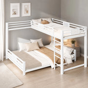 Letto a castello angolare in metallo 90x200/140x200 bianco