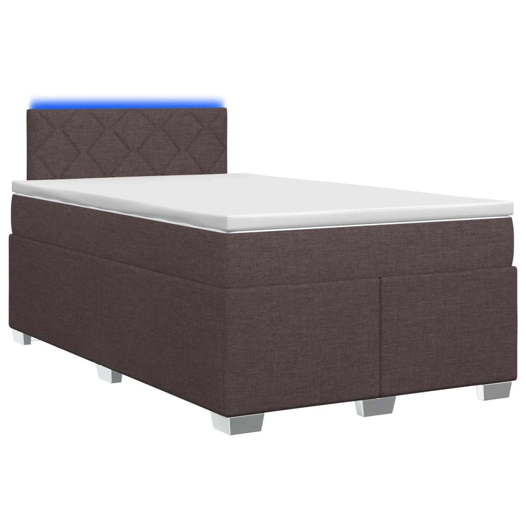 Letto con Box Spring, Materasso e LED Marrone Scuro Tessuto 3451906