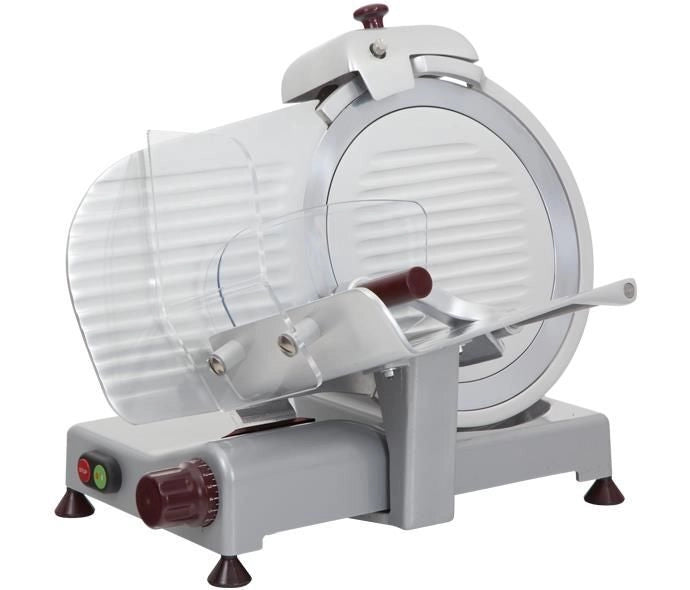 R.G.V. Luxury Italia 300 ES - Affettatrice a gravita', lama 30 cm, potenza 180 W, spessore regolabile 1,4-1,6 cm, lama in acciaio cromato duro, sicurezza Easy Clean, Grigio-Alluminio