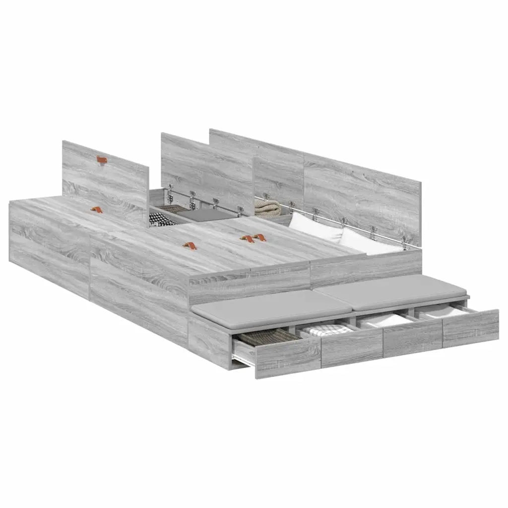 Struttura letto con contenitore Grigio Sonoma 120 cm 3335690