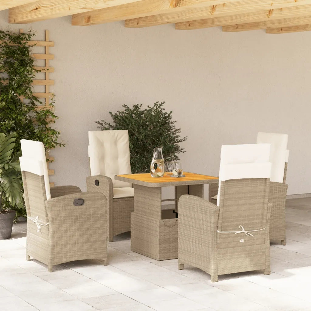 Set da Pranzo da Giardino 5 pz con Cuscini Beige in Polyrattan 3277350