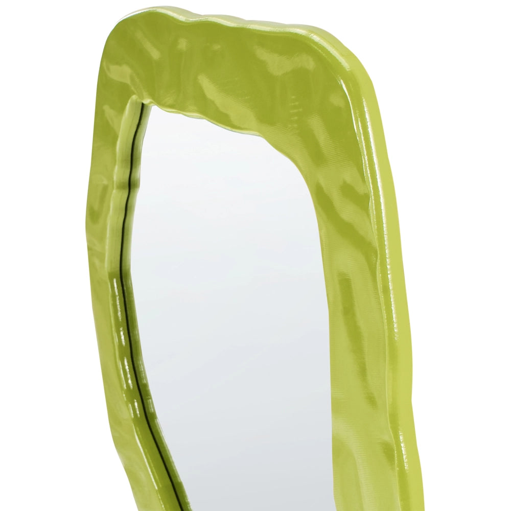 Specchio da parete verde MDF 74 x 57 cm Decorativo appeso stile retrò asimmetrico
