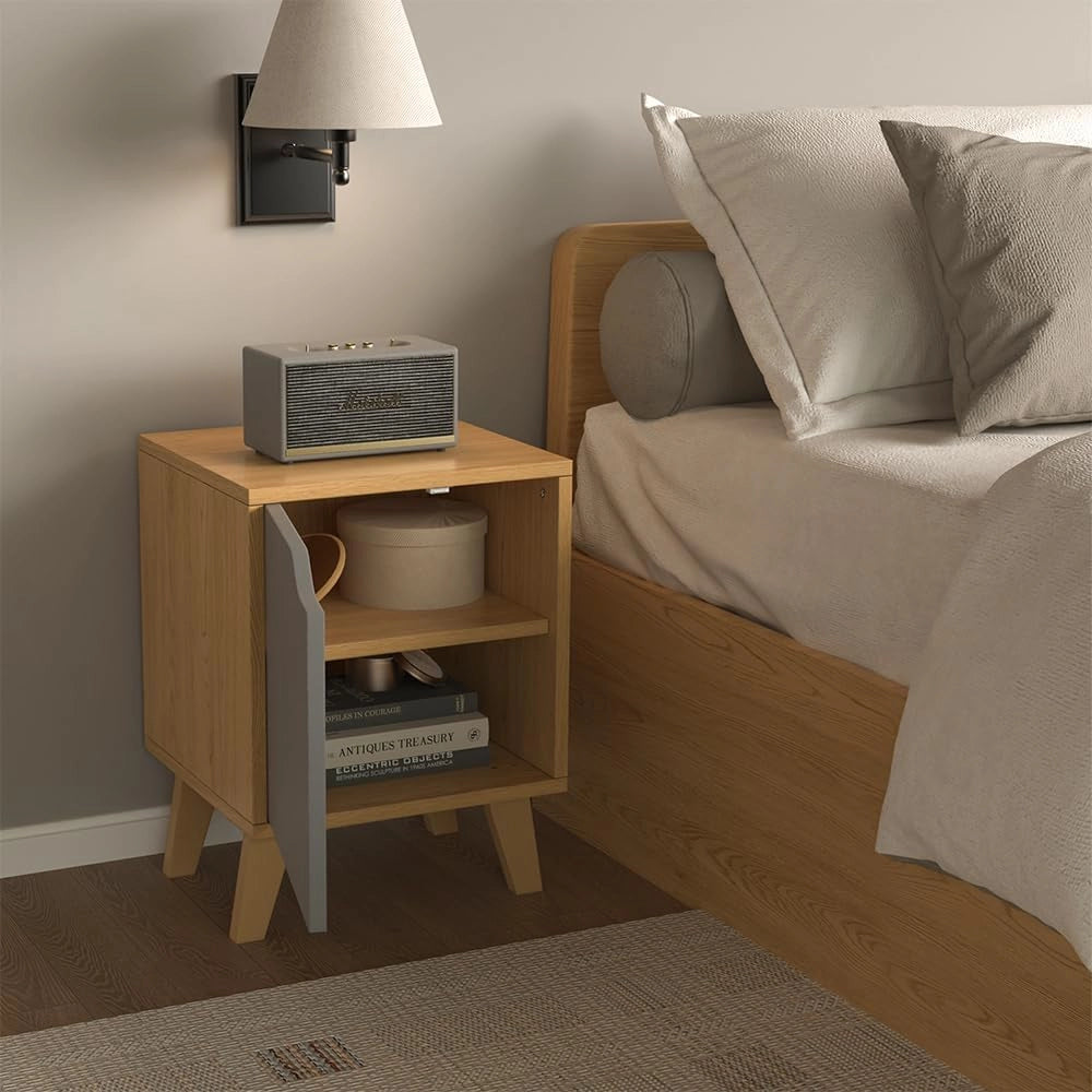 Comodino Malu, Rovere/antracite, 2 parti