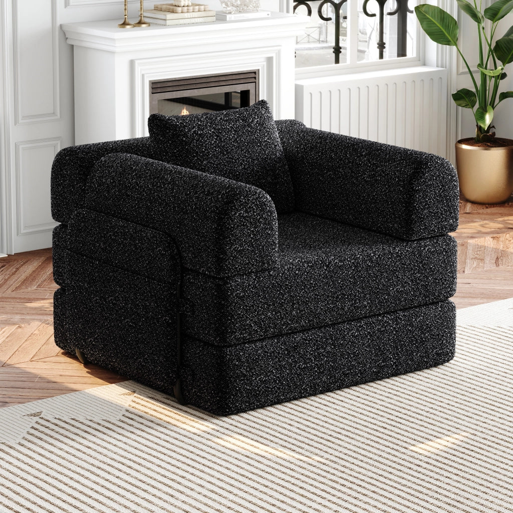 DIVANO LETTO 2-IN-1 in Chenille Nero