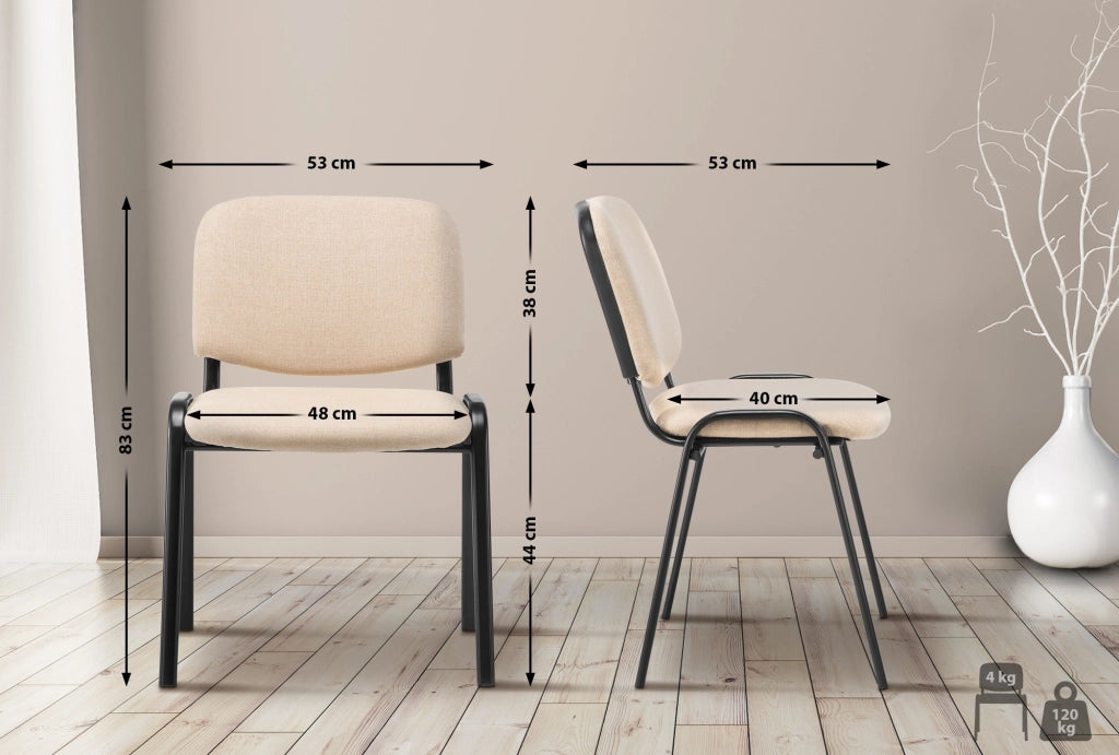 Sedia Ken in stoffa crema