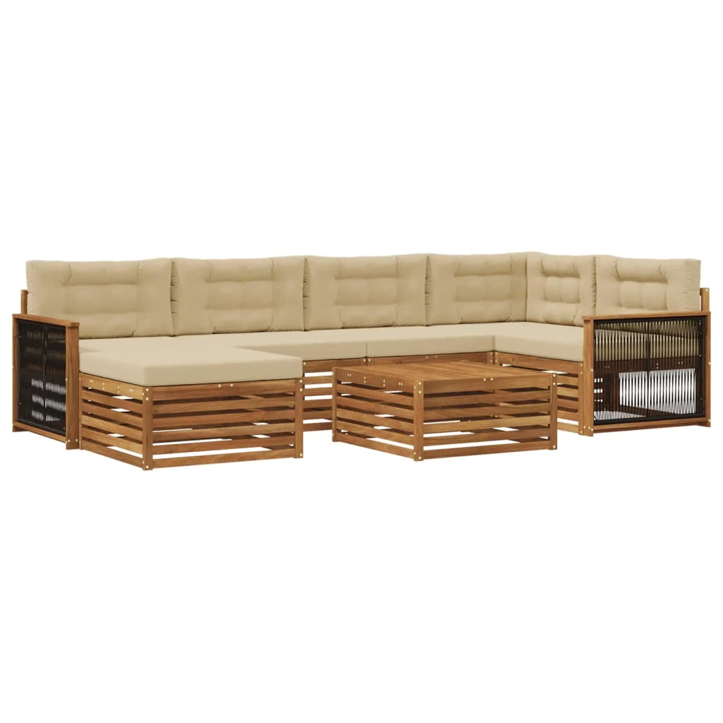 Set di divani da esterno 7 pz Naturale e Beige 3383596