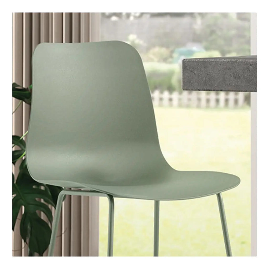 Sedia da bancone MARIO - PP verde-grigio - Gambe in metallo - Altezza 100,5 cm - Stile moderno