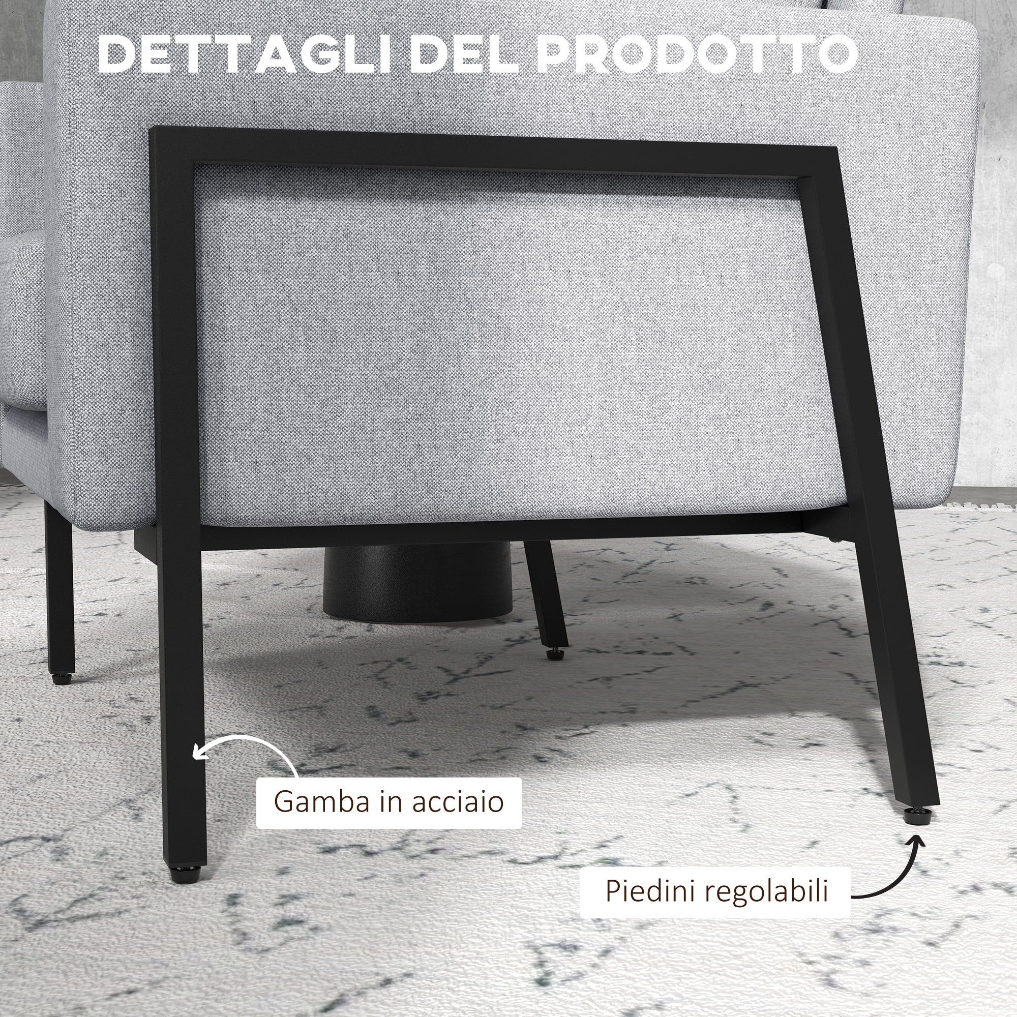 Poltrona Imbottita 82x70x83,5 cm in Poliestere Grigio Chiaro