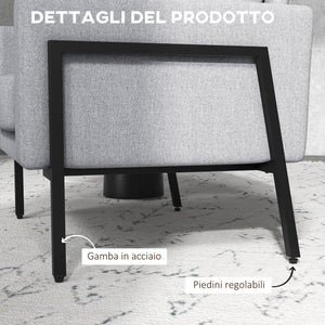 Poltrona Imbottita 82x70x83,5 cm in Poliestere Grigio Chiaro