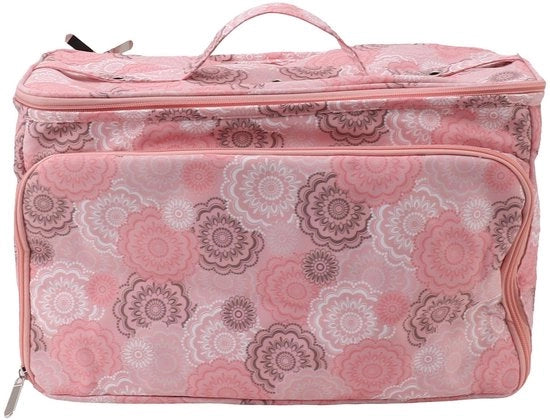 Organizzatore per fili e attrezzi da cucito con grande capacità, sacchetto di stoffa Oxford rosso con maniglie robuste e chiusura con velcro.