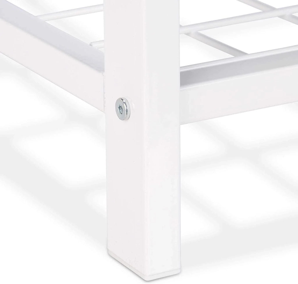 Panca portascarpe aperta con supporto in materiale sintetico e rete metallica 115 cm bianco 13_0000367