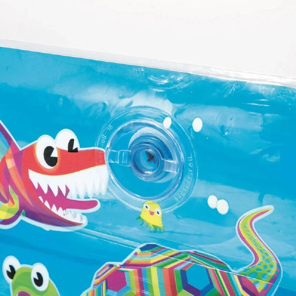 Trade Shop - Piscina Gonfiabile Family Rettangolare 3 Anelli Fantasia Pesci 229x152x56cm 54120 -