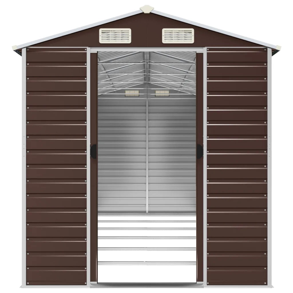 Capanno da Giardino Marrone 191x555x198 cm in Acciaio Zincato
