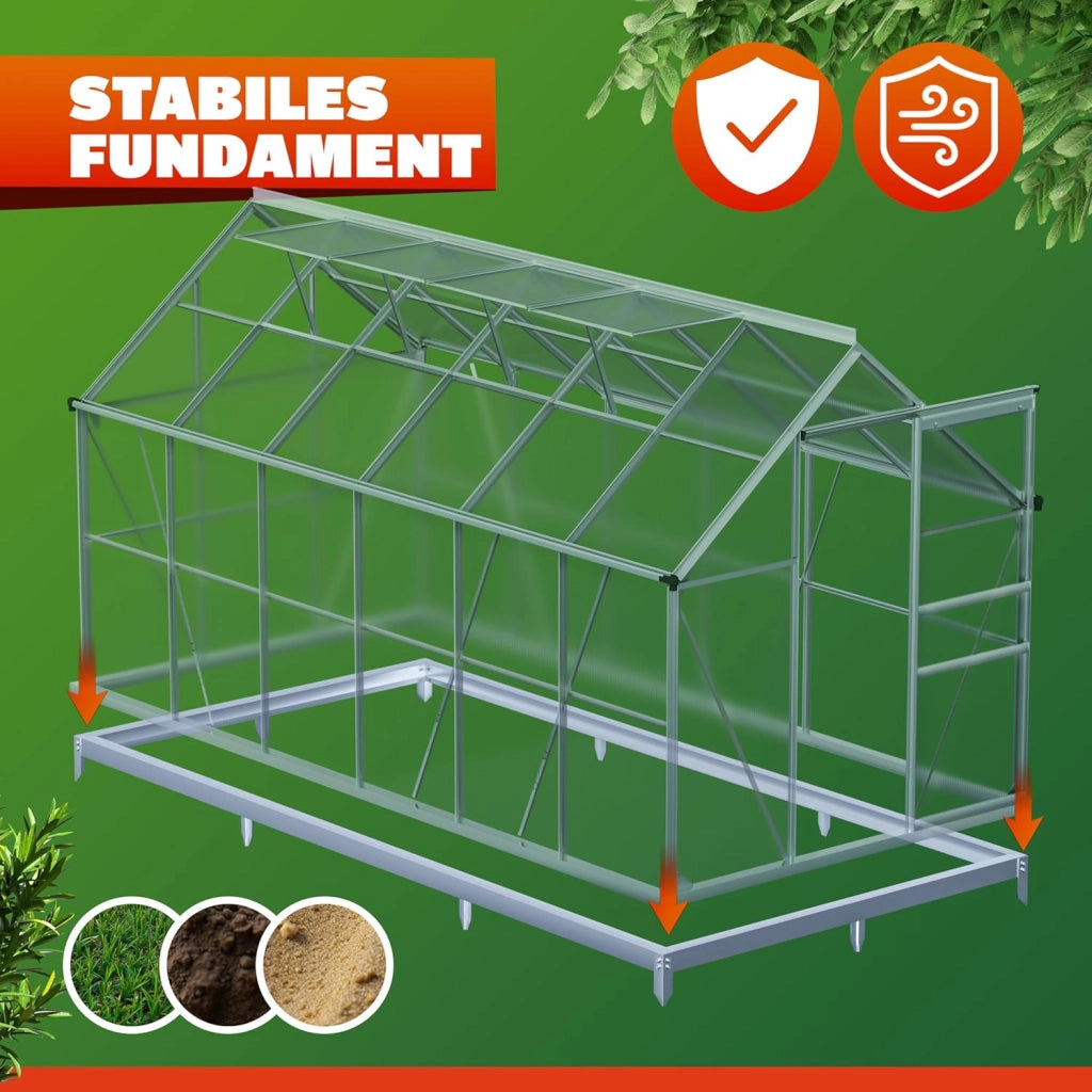 ® Base per Serra 380x190cm in Acciaio Zincato Telaio Serre Ancoraggio a Terra Basi per Serre Fondamenta Telaio Fissaggio al Terreno