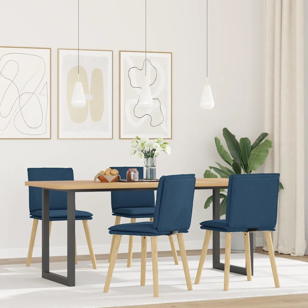 vidaXL Sedie da Pranzo 4 pz Blu in Tessuto