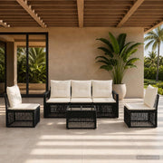 Set Divano da Giardino 6 pz Nero polyrattan 3435670