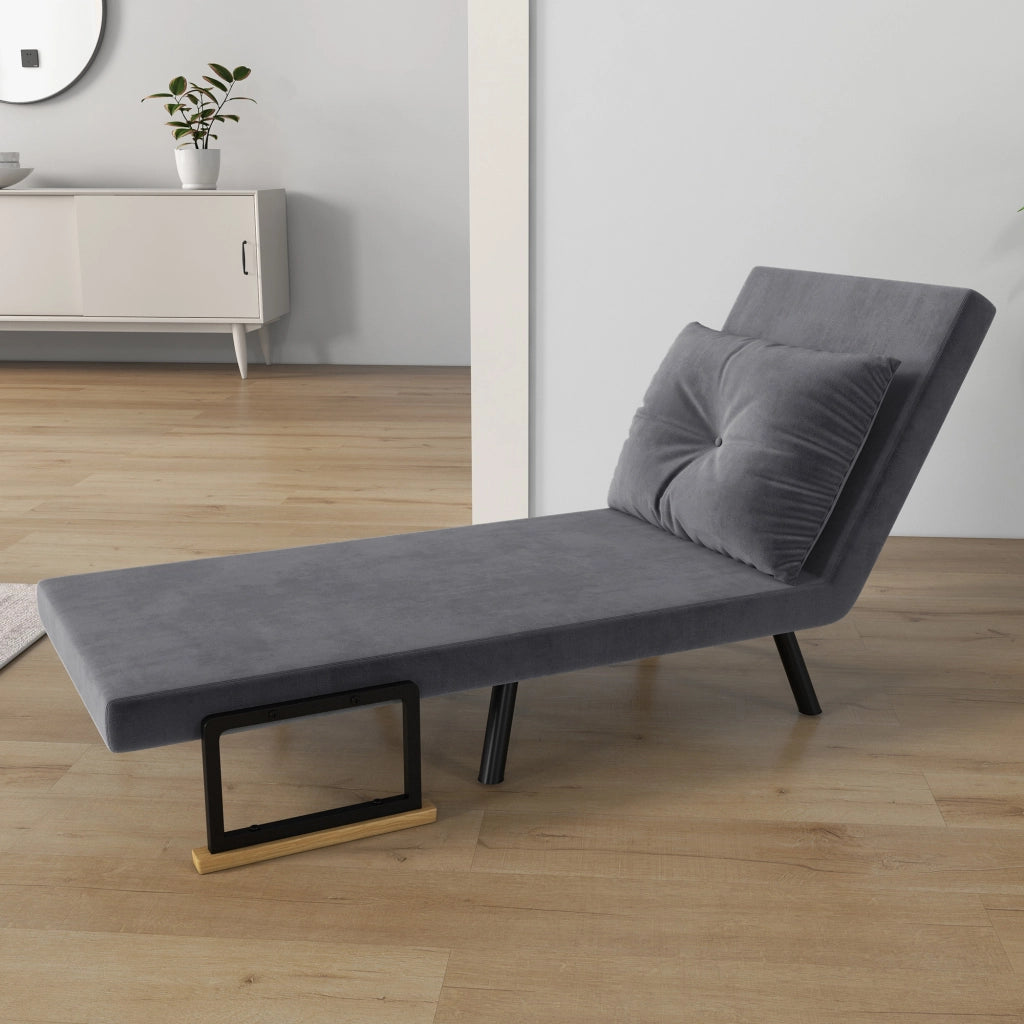 Poltrona letto regolabile ¨C zephmum ¨C grigio tessuto velluto 63x73x81