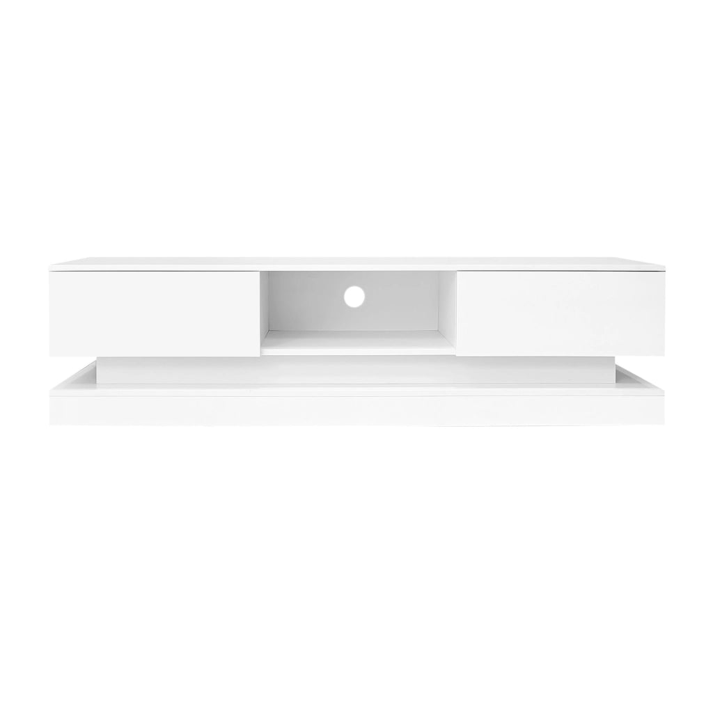 Mobile TV con LED e 2 Cassetti ¨C MINIMAL ¨C Bianco Lucido 160x35x40,5 cm