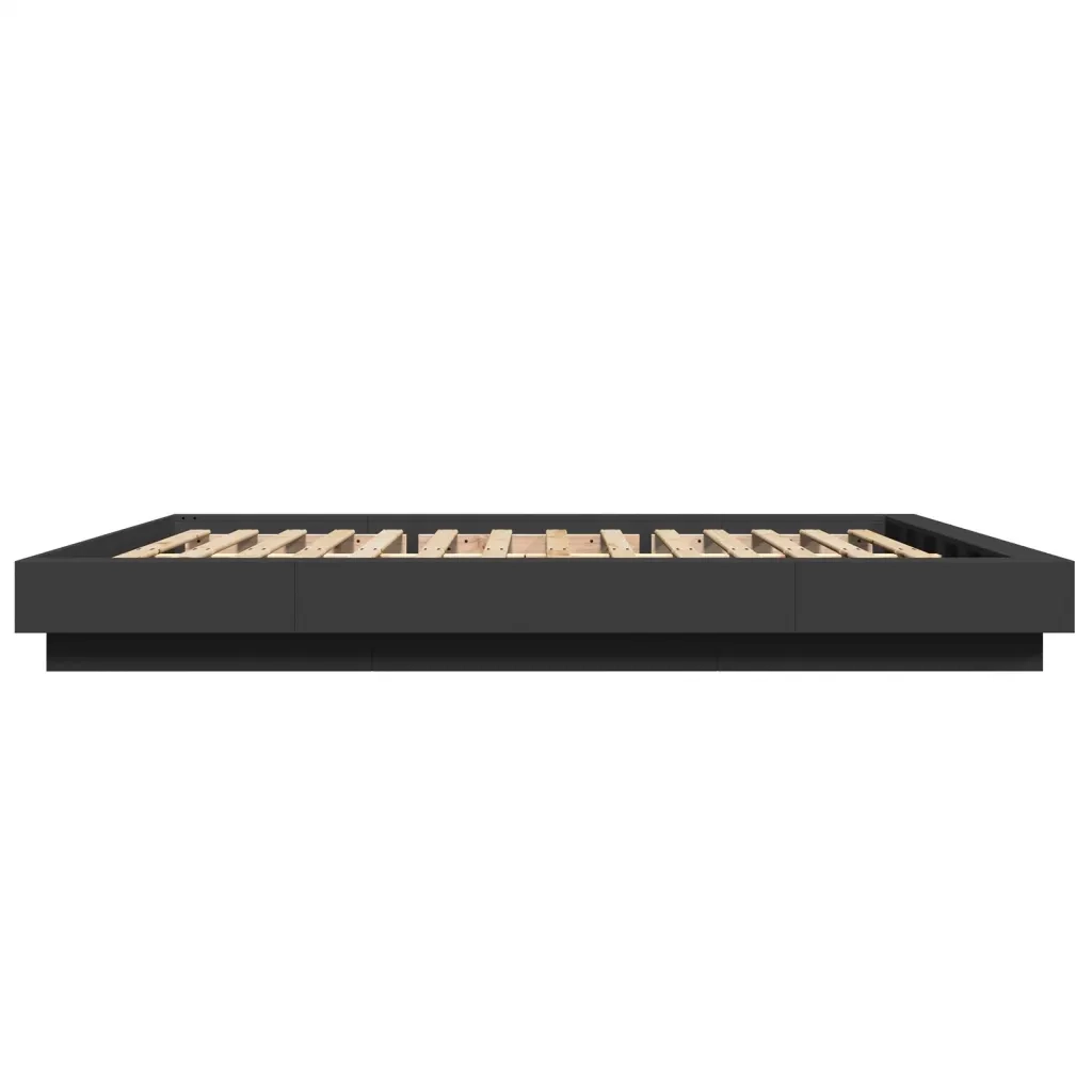 Giroletto con Luci LED Nero 160x200 cm in Legno Multistrato