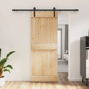 Porta scorrevole Naturale e Nero 80 x 210 cm 3444912