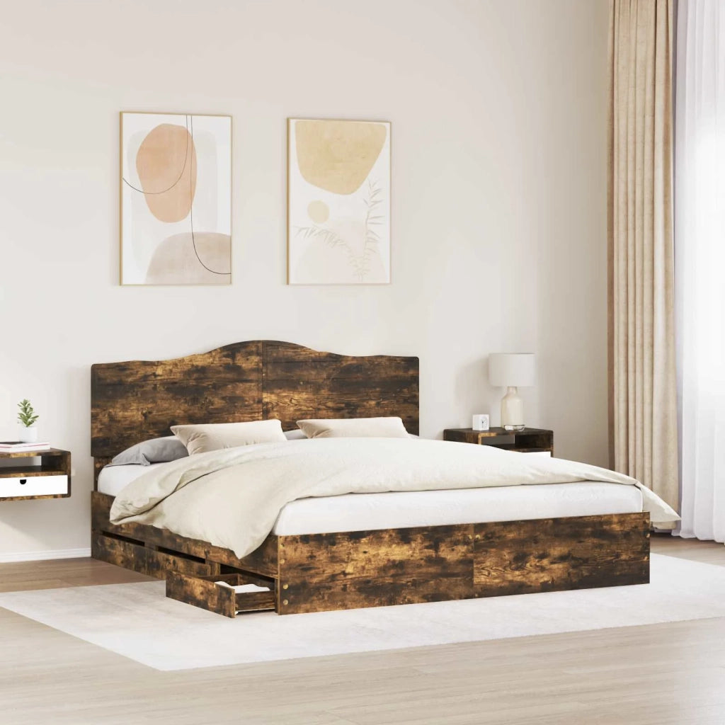 Struttura del letto Quercia Affumicata 200 x 200 cm 3413384