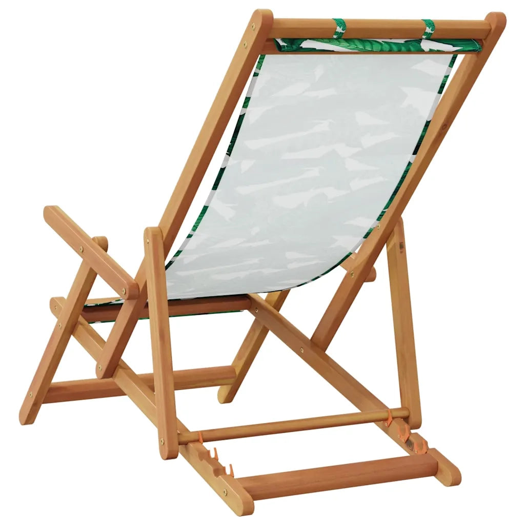 Sedia da Giardino | Sedia da Spiaggia Pieghevole Foglie Legno Eucalipto e Tessuto