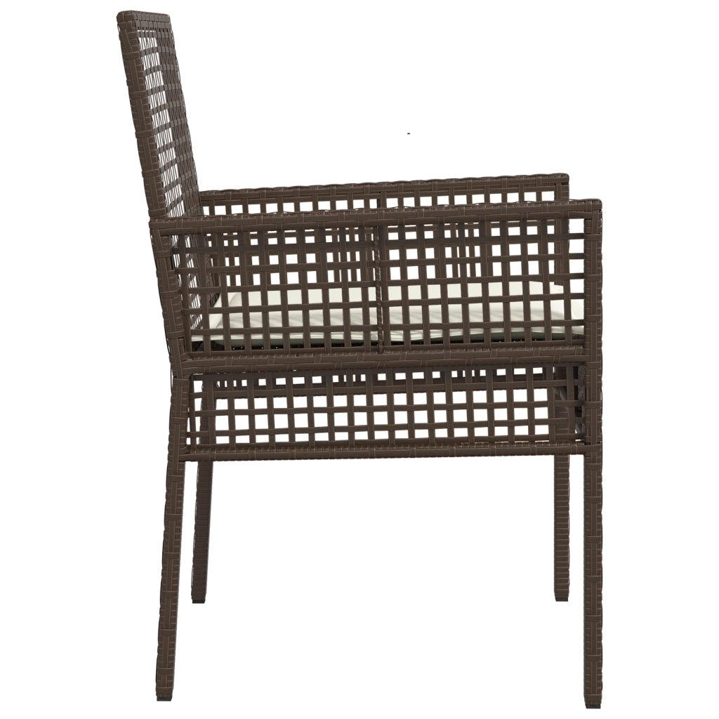 Sdraio da Giardino  2 pz con Cuscini Marrone Polirattan