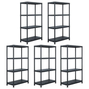 Scaffali portaoggetti da 5 pezzi 60 x 30 x 138 cm plastica nera 02_0000674