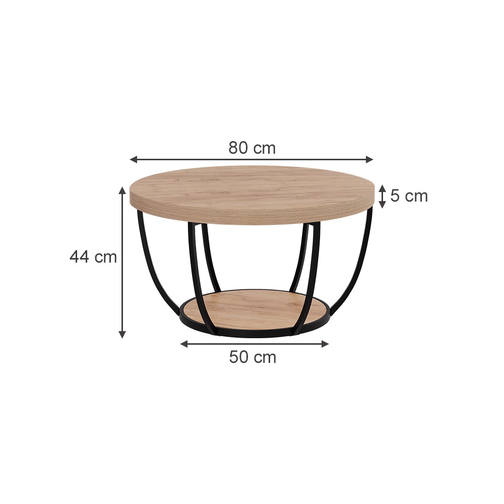 Vicco Tavolino da salotto Quercia dorata 80 x 80 cm
