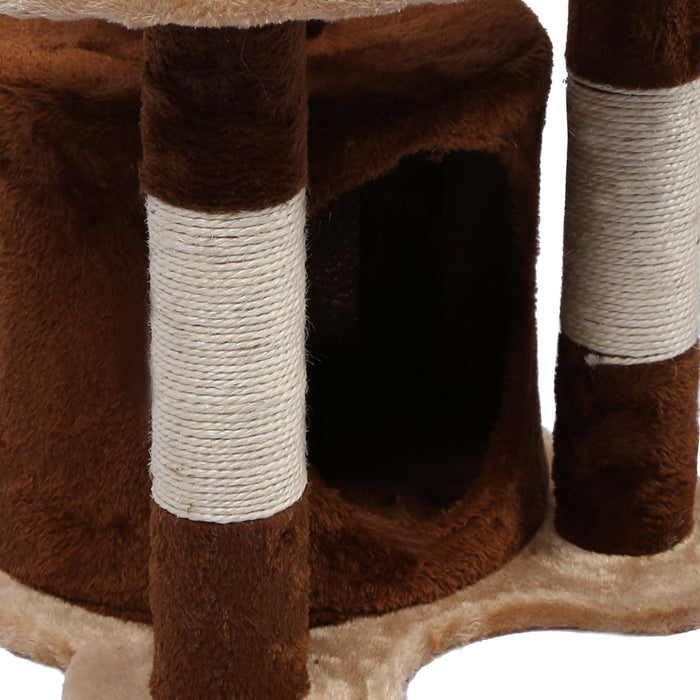 Albero tiragraffi 67 cm marrone/bianco Con sisal, piattaforma, nicchia e pallina