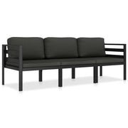 Set Divani da Giardino 3 pz con Cuscini in Alluminio Antracite  cod mxl 40803