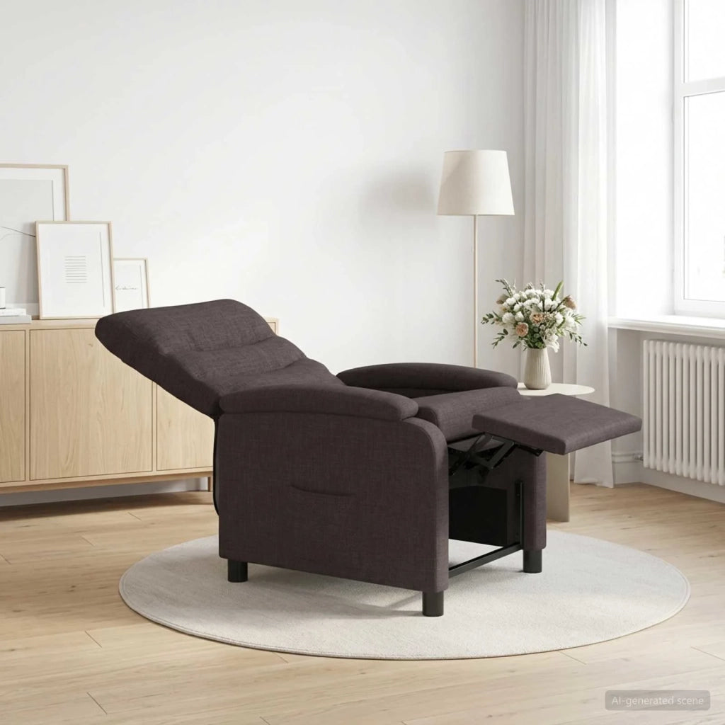 Divano Sedia-Poltrona reclinabile Marrone Scuro Tessuto 545927