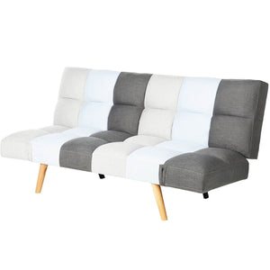 Divano Letto 2 Posti con Braccioli Apertura Clic Clac Imbottitura in Schiuma Patchwork Grigio