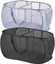 Set di Lavaggio 2 Pezzi - Pieghevole - Risparmio di Spazio - Poliestere - 75 Litri - Nero/Grigio - 58 x 36 x 36 cm - Contenitore di Lavaggio
