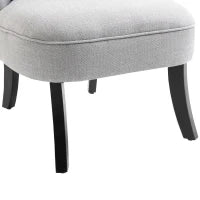 Poltrona per Salotto Imbottita con Cuscino e Piedini Antiscivolo, Poltrona D'Arredo in Tessuto Effetto Lino e Legno, 52.5x69x77 cm, Grigio
